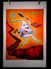 garlic art "Get Saucy" print poster 12x18