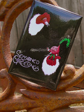 Salt radish santa "seasoned greetings" art 1.75 X 2.75 kitchen magnet