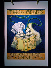 garlic art "two heads are better than one" print poster 12X18