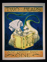 garlic art "two heads are better than one" print poster 9X12